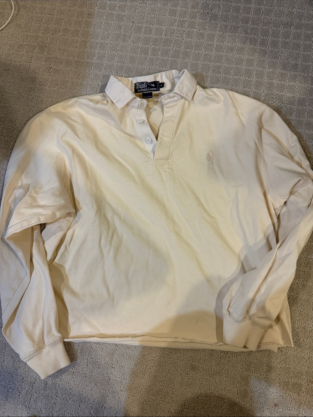 Polo by Ralph Lauren Off-White Long-Sleeve Rugby Polo